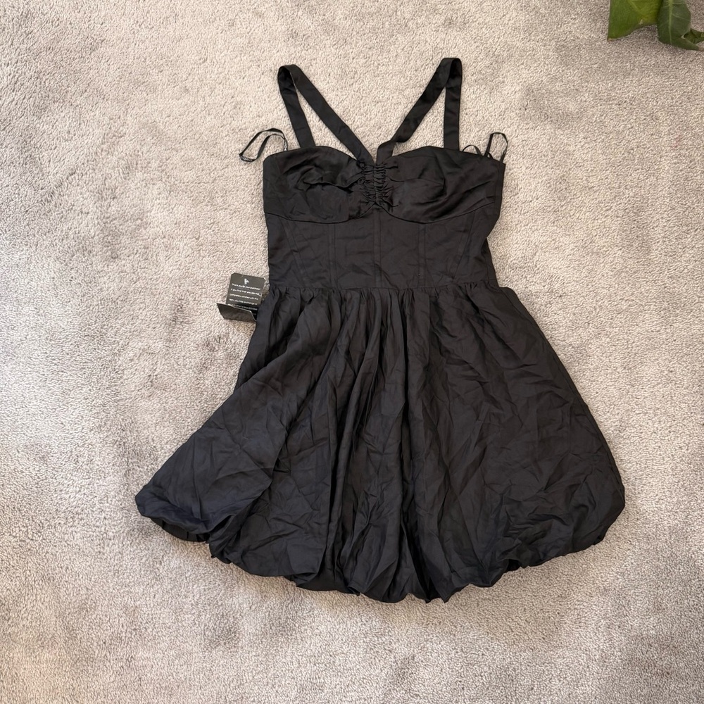 NWT BEBE 00S Y2K BLACK CORSET BUBBLE DRESS
